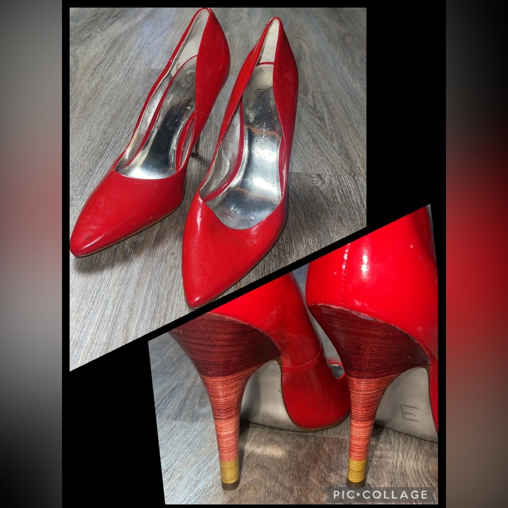 Jessica Simpson Red Leather Heels Size 7.5B